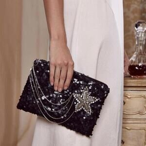 Courtney Love x Nasty Gal Sequin Beaded Rhinestone Star Bar Clutch